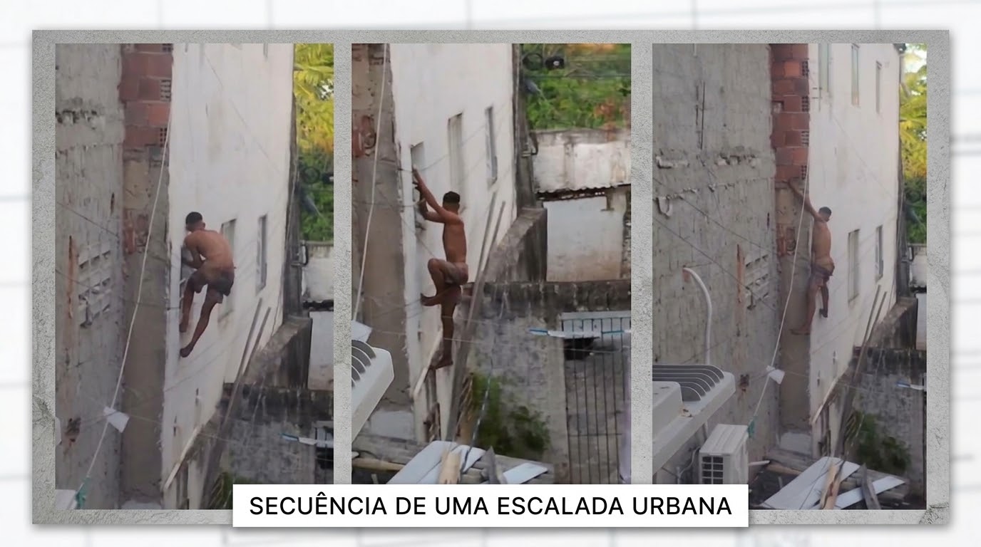 Sequência mostra invasor escalando galpão flagrado pelo alarme monitorado 24 horas